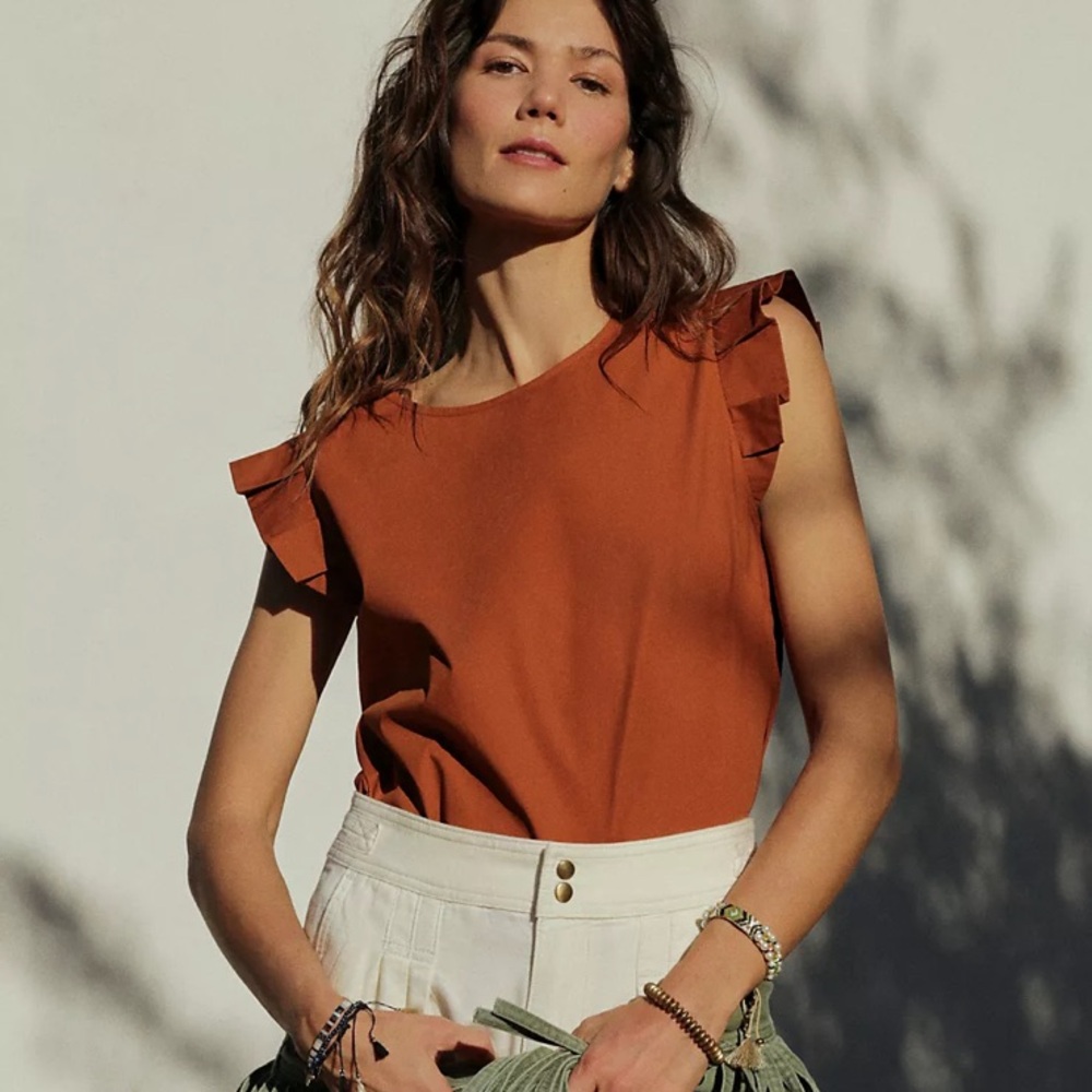 Mare Mare X Anthropologie Aimee Ruffled Blouse Size XS